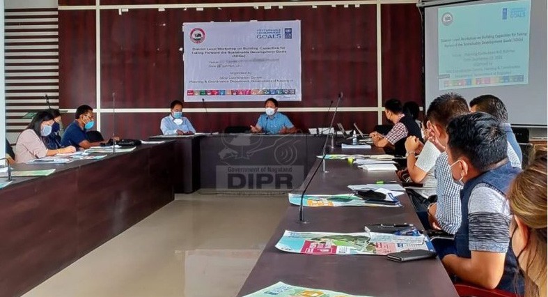 Deputy Commissioner Kohima, Gregory Thejawelie addresses the district level workshop on building capacities for taking forward Sustainable Development DPDB Conference Hall, Kohima on September 22. (DIPR Photo)